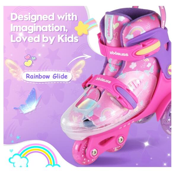 Kids Roller Skates Light-Up Wheels Adjustable Size Fits Kids Sizes 8 to10.5 - Picture 2 of 7